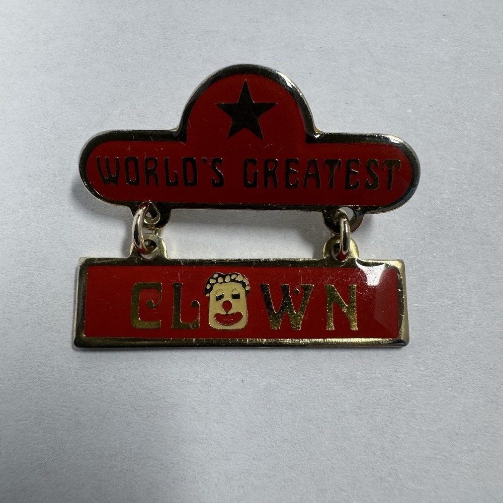 Vintage Worlds Greatest Clown Lapel Pin Enamel Circus